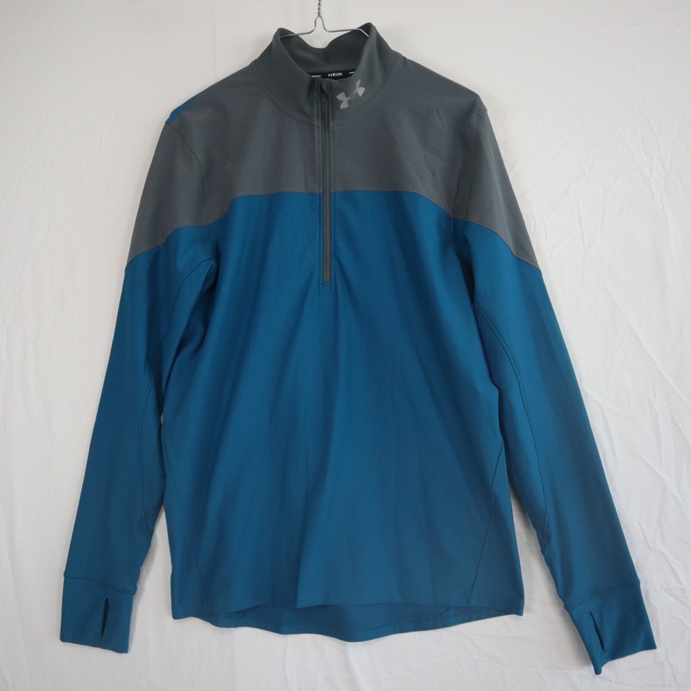 Under Armour Run 1/4 Zip Pullover Womens Medium HeatGear Fitted Mock Neck Blue